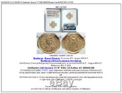 Basilisque & Marcus Authentique Ancien 475ad Gold Roman Pièce Rare Ngc I81520