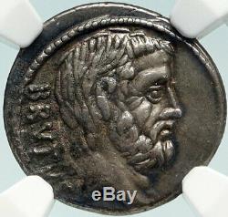 Brutus Jules César Assassin Ancêtres République Romaine Argent Monnaie Ngc I84772