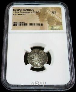 C. 87 Bc Argent République Romaine Denier L Rubrius Dossenus Coin Ngc Very Fine