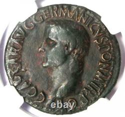 Caligula Ae Comme Pièce De Cuivre 37-41 Ad Certifié Ngc Fine Rare Roman Coin