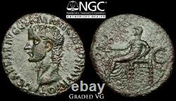 Caligula Empereur Coin / Roman / Vesta Seated 37-41 Ad / Ae Comme + Coa / Ngc Vérifié