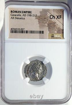 Caracalla Authentic Ancien 201ad Rome Argent Roman Coin Galley Ship Ngc I82626