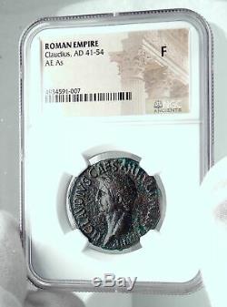 Claudius Authentique Rome Antique Véritable Romaine Originale Coin Minerva Ngc I78432