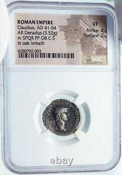 Claudius Très Rare Denarius 49ad Ancient Silver Roman Coin Ngc Certifié I86171