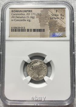 Commode, J.-c. 177-192 Empire Romain Ar Denarius Coin - Amende Ngc Graduée
