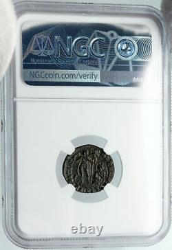 Constances Sur Le Navire W Chiristien Chi-rho Phoenix 340ad Ancient Roman Coin Ngc I88721