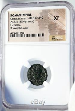Constantine I Le Grand 330ad Romulus Remus Wolf Antique Romaine Monnaie Ngc I82592