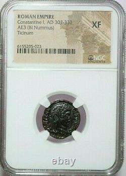 Constantine I Ngc Ch Xf Ancient Roman Coin Ad 307-337 Ae3 Bi Nummus Ticinum A763