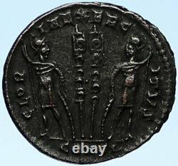 Constantius II Authentique Ancien 330ad Véritable Old Roman Coin W Soldiers I99101