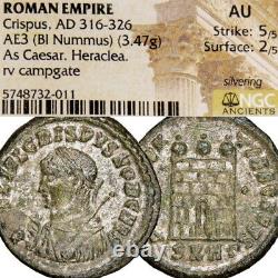 Crispus Rare Dans Ric. Ngc Certified Au Fils De Constantine La Grande Æ3 Roman Coin