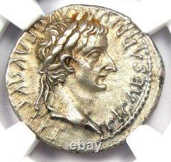 Denier d'argent Tiberius AR Penny de tribut romain 14-37 après J.-C. Certifié NGC AU