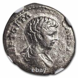 Denier d'argent romain de Geta (209-211 après J.-C.) FINE NGC (pièce aléatoire)