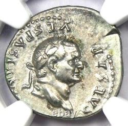 Denier en argent de l'empereur Vespasien, pièce romaine, 69-79 après J.-C., certifié NGC Choice XF (EF)