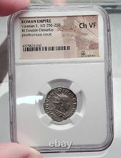 Divus Valerian II Sur Eagle Consecratio Pièce Romaine D'argent Antique Ngc I60084