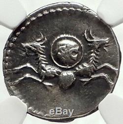 Divus Vespasien 80ad Argent Ancienne Pièce De Monnaie Romaine De Titus W Capricornes Ngc I68164