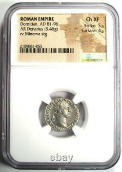 Domitian Ar Denarius Silver Roman Coin 81-96 Ad Certifié Ngc Choice Xf (ef)