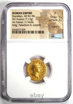 Domitian Gold Av Aureus Roman Ancien Coin 81-96 Ad Certifié Ngc Fine