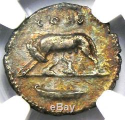 Domitien Romain César Ar Denarius Silver Coin 81-96. Certifié Ngc Xf (ef)