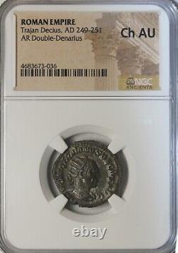 Double Denarius Trajan Decius 249-251 Ad Argent Ngc Ch Au Ancient Roman Coin