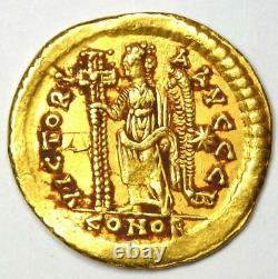 Eastern Roman Marcian Av Solidus Gold Coin 450-457 Ad. Ngc Xf (certificat)