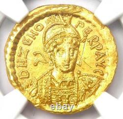 Eastern Roman Zeno Av Solidus Gold Coin 474-491 Ad Certifié Ngc Ms (unc)