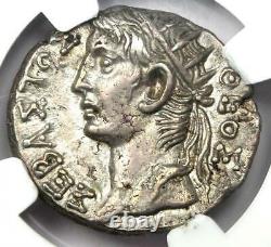 Égypte Romaine Tibère Avec Auguste Ar Tetradrachm Coin 33 Ad Ngc Choice Xf