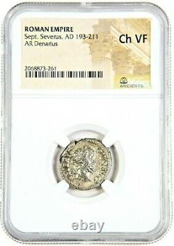 Empereur Septimius Severus, Denarius Roman Silver Coin Ngc Certifié Vf & Story