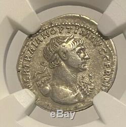 Empereur Tarjan Empire Romain Argent Denarius Annonce 98-117 Ngc Certifié Ancienne Pièce De Monnaie
