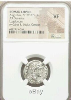 Empire Romain Auguste Denier Ngc Vf Antique Silver Coin