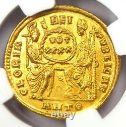 Empire Romain Constantius II Av Solidus Gold Coin 337-361 Ad Certifié Ngc Au
