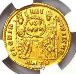 Empire Romain Constantius II Av Solidus Gold Coin 337-361 Ad Certifié Ngc Au