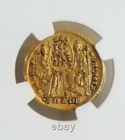 Empire Romain Constantius II Solidus Ngc Ch Vf 5/3 Pièce D’or Antique