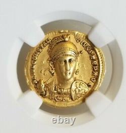 Empire Romain Constantius II Solidus Ngc Ch Vf 5/3 Pièce D’or Antique