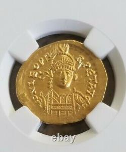Empire Romain D'orient Leo I Solidus Ngc Choix Au 5/3 Or Ancienne Pièce De Monnaie