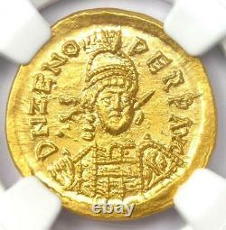 Empire Romain De L'est Zeno Av Solidus Gold Coin 474-491 Ad Ngc Ms (unc)