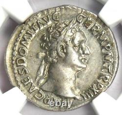 Empire Romain Domitian Ar Denarius Silver Coin 81-96 Ad Certifié Ngc Xf (ef)
