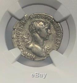 Empire Romain Empereur Trajan Denier Ad 98-117 Ancien Argent Monnaie Ngc Ch Vf