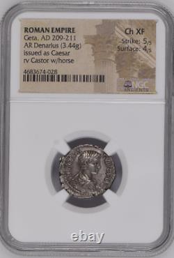 Empire Romain, Geta Ar Denarius (3.44g) Ad 209-211 Ngc Ch Xf Witter Coin