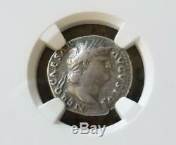 Empire Romain Jupiter Nero Denier Ngc Vf 5/5 Antique Silver Coin