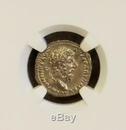 Empire Romain Marc-aurèle Densarius Ngc Ms 5/5 Ancient Silver Coin