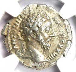 Empire Romain Marcus Aurèle Ar Denarius Coin 161-180 Ad Certifié Ngc Ch Vf