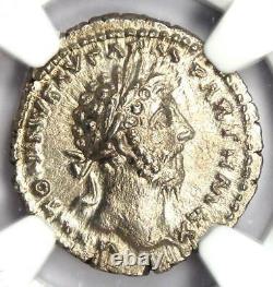Empire Romain Marcus Aurelius Ar Denarius Coin 161-180 Ad Certifié Ngc Ch Xf