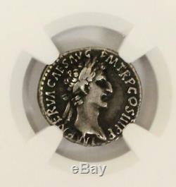 Empire Romain Nerva Argent Ar Denarius Coin 96-98 Ad Ngc Choix F Fortuna Ancient