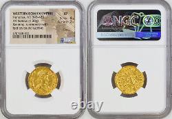 Empire Romain Occidental, Honorius (393-423) Gold Solidus Coin. Ravenne! Ngc Xf 4/2