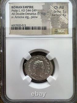 Empire Romain, Philippe Ier, Ar Antoninianus. Ngc Ch Au 5/5 4/5, Pièce D'argent Antique