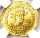 Empire Romain Theodosius Ii Av Solidus Gold Coin 402-450 Ad Certifié Ngc Au