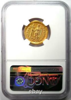 Empire Romain Theodosius II Av Solidus Gold Coin 402-450 Ad Ngc Choice Au