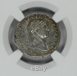 Empire Romain Trajan Ad 98-117 Denier Ngc Ancienne Pièce De Monnaie Choix Xf (38012)