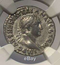 Empire Romain Trajan Denier D'argent Ad 98 117 Ngc Certifié Ancienne Pièce De Monnaie