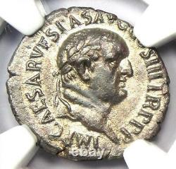 Empire Romain Vespasien Ar Denarius Silver Coin 69-79 Ad Certifié Ngc Au